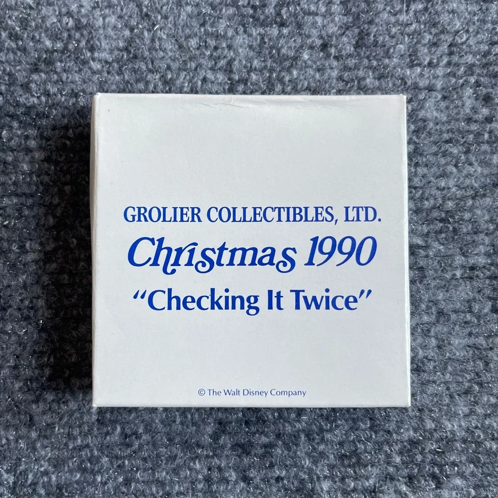 Vintage 1990 Grolier Disney Christmas Ornament Checking It Twice Mickey Goofy